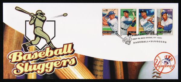 2006 Mickey Mantle Roy Campanella Mel Ott Hank Greenberg Baseball Sluggers First Day of Issue Envelope Collection - Lot of 3