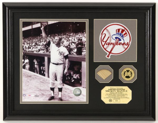 2002 Mickey Mantle Highland Mint Game Used Bat Piece Framed Display New York Yankees 15" x 18" 