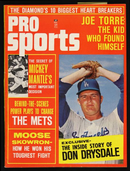 1965 Pro Sports Magazine w/ Mickey Mantle & Don Drysdale Cover