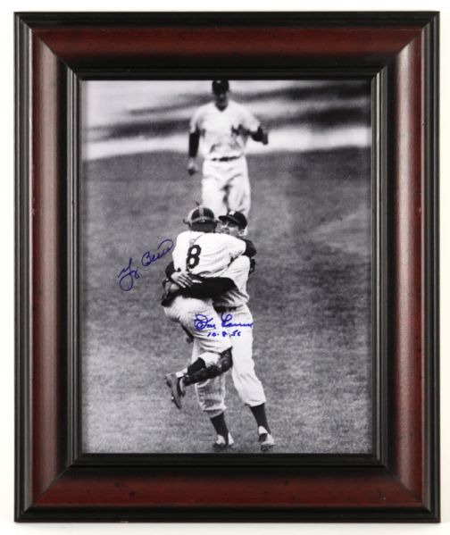 1980s Yogi Berra Don Larsen New York Yankees Signed 16" x 19" Framed Photo (JSA)