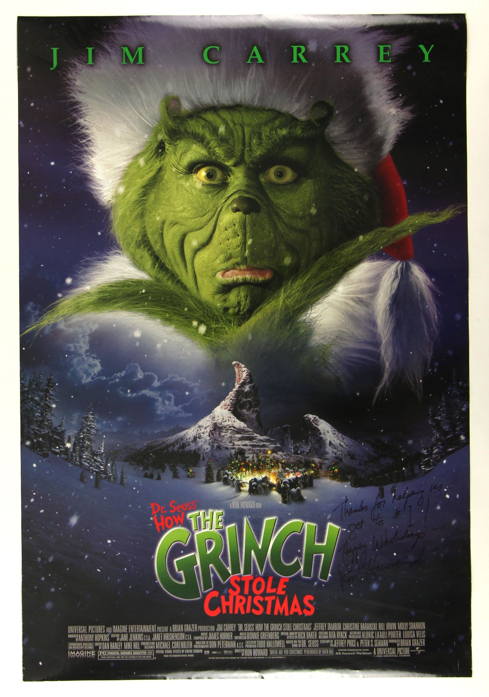 Lot Detail - 2000 Grinch That Stole Christmas Signed Poster by Director ...