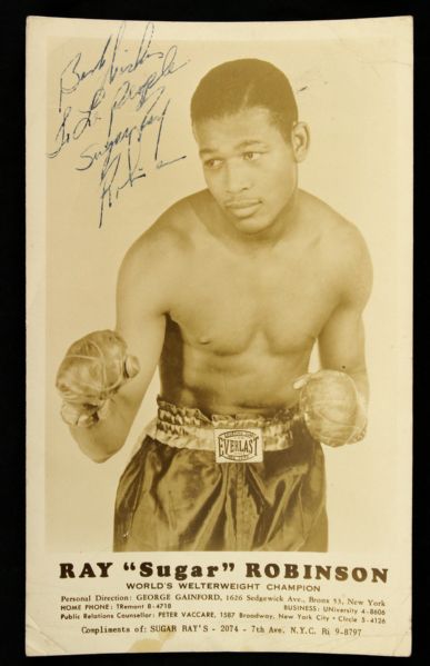 1946-50 Sugar Ray Robinson World Welterweight Champion Signed 5" x 8" Photo (PSA/DNA)