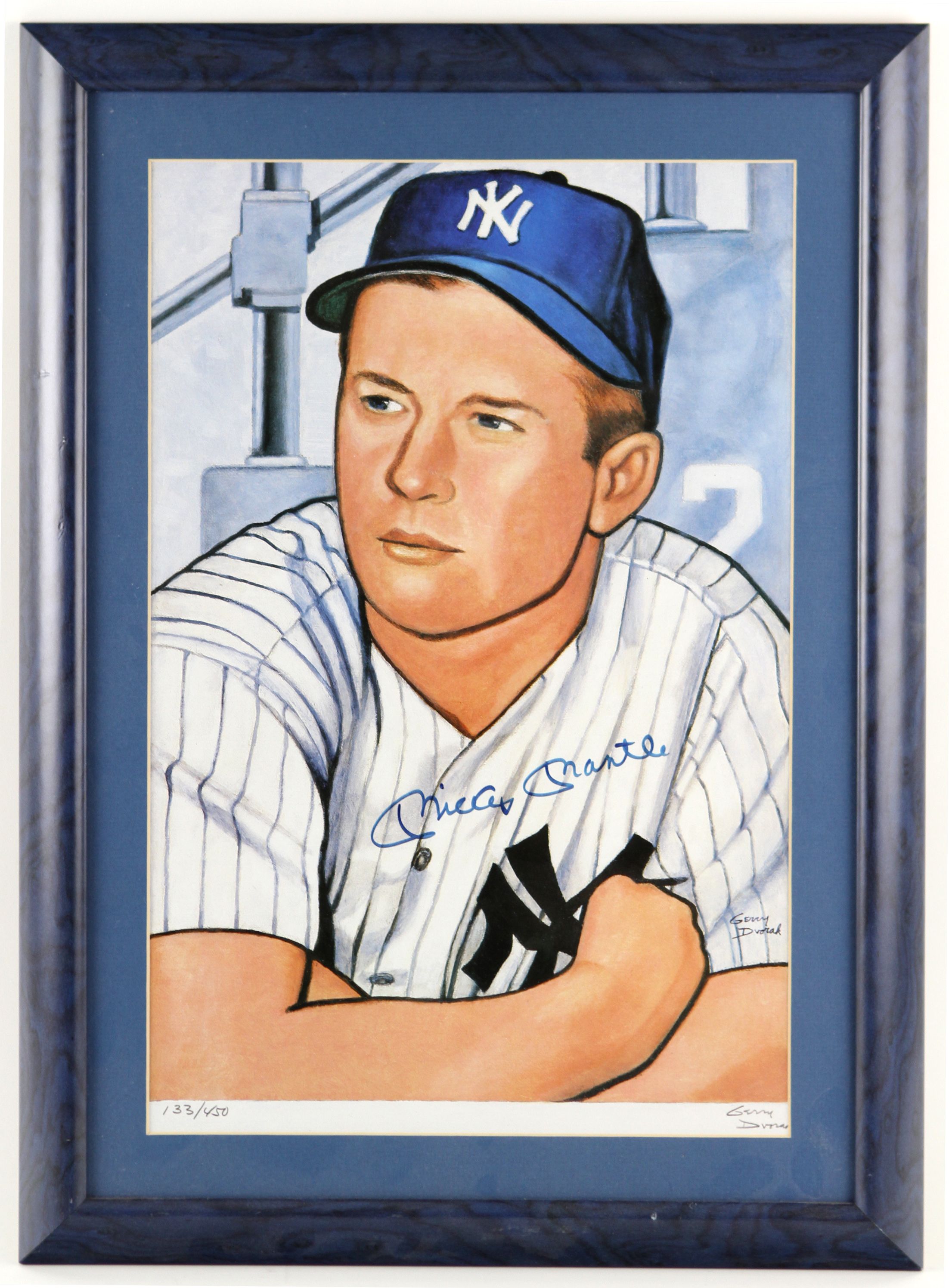 Mickey Mantle Signed 20x26 Custom Framed Gary Dvorak Limited