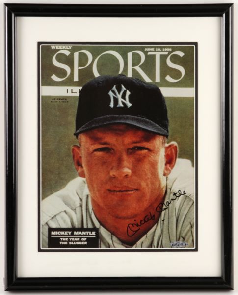 1956 circa Mickey Mantle signed Framed Sports Illustrated Cover 12" x 15" (Upper Deck Authenticated)