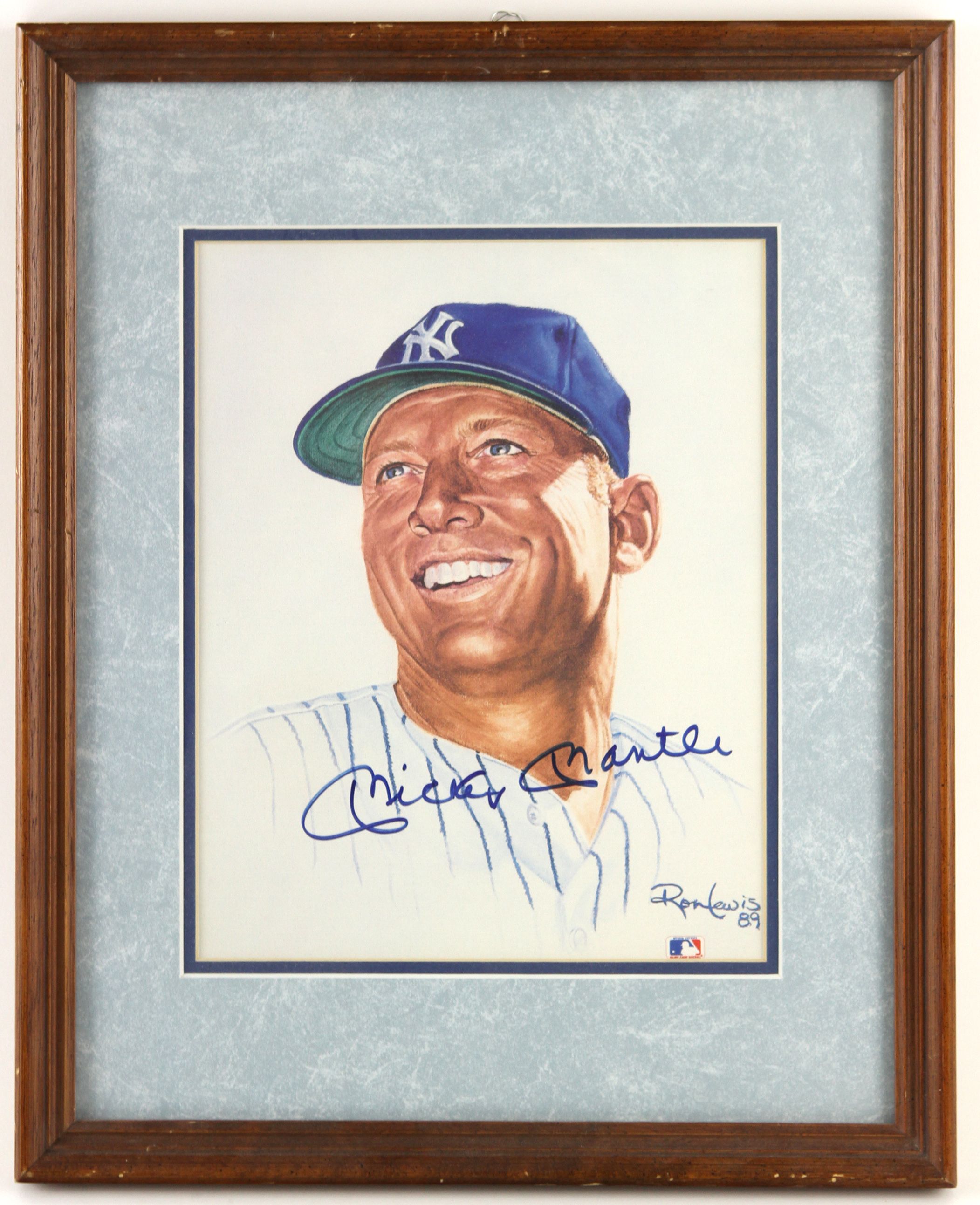 Mickey Mantle Signed Autographed Lithograph Framed JSA - Legends Fan Shop