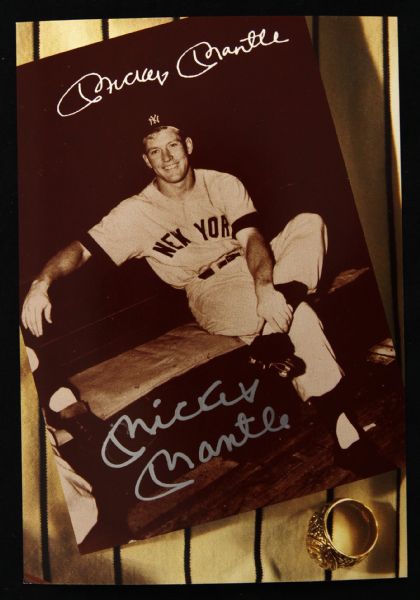 1990s Signed Mickey Mantle The American Dream Comes True Advertising Card New York Yankees (JSA)