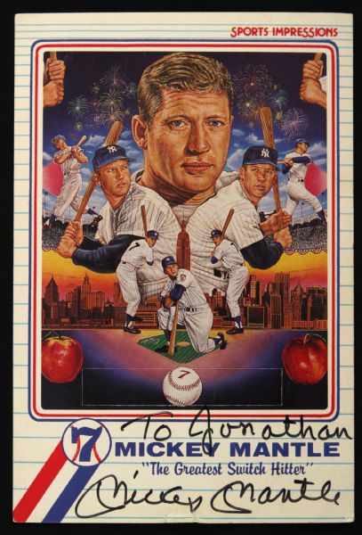 1990s circa Signed Mickey Mantle Sports Impressions "The Greatest Switch Hitter" Trading Card (JSA)