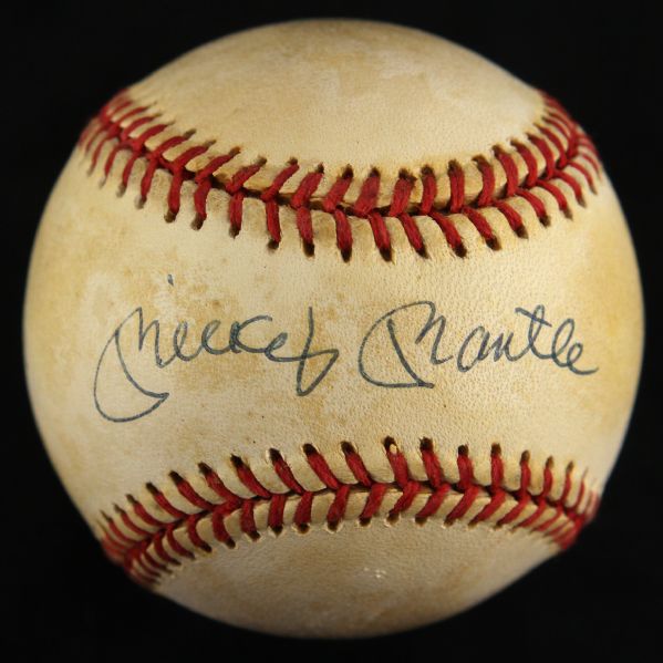 1984-94 Mickey Mantle New York Yankees Single Signed OAL Brown Baseball (JSA)