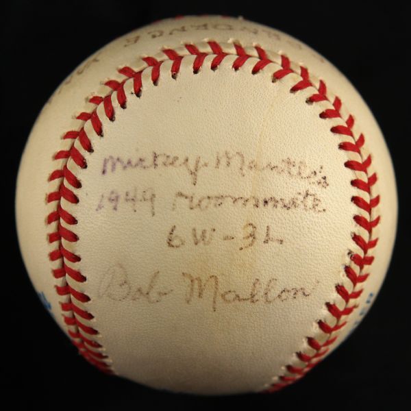 1984-94 Bob Mallon Independence Yankees Signed & Inscribed OAL Brown Baseball (JSA) Mickey Mantles Minor League Roommate