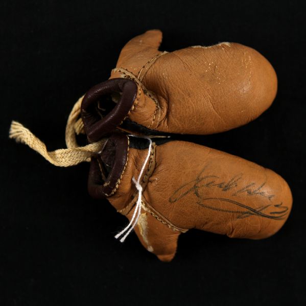 1930s Jack Dempsey World Heavyweight Champion Signed Mini Boxing Gloves (JSA)