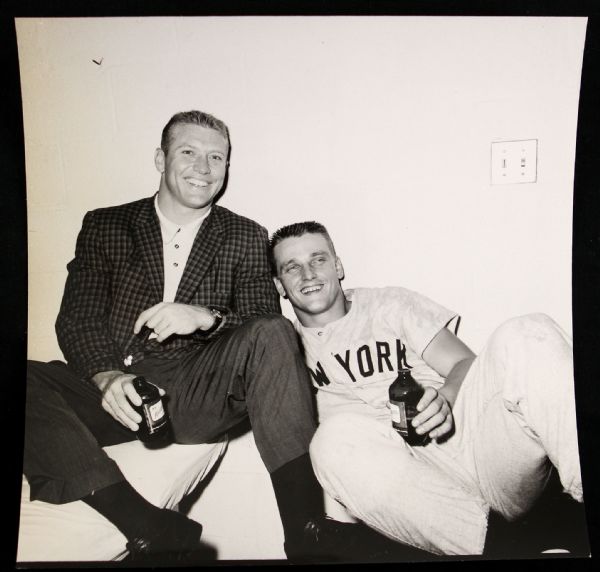 1960s Mickey Mantle Roger Maris B/W Photo New York Yankees (7" x 7") 