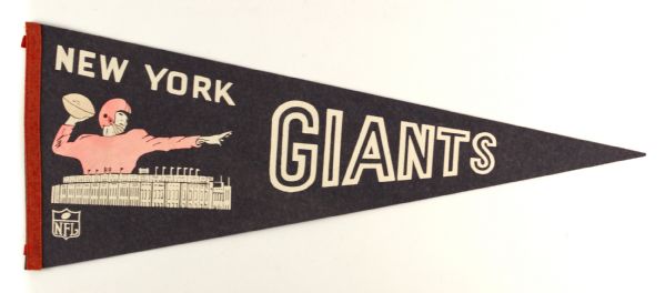 1950s circa New York Giants Full Size Vintage Football Pennant 30" 