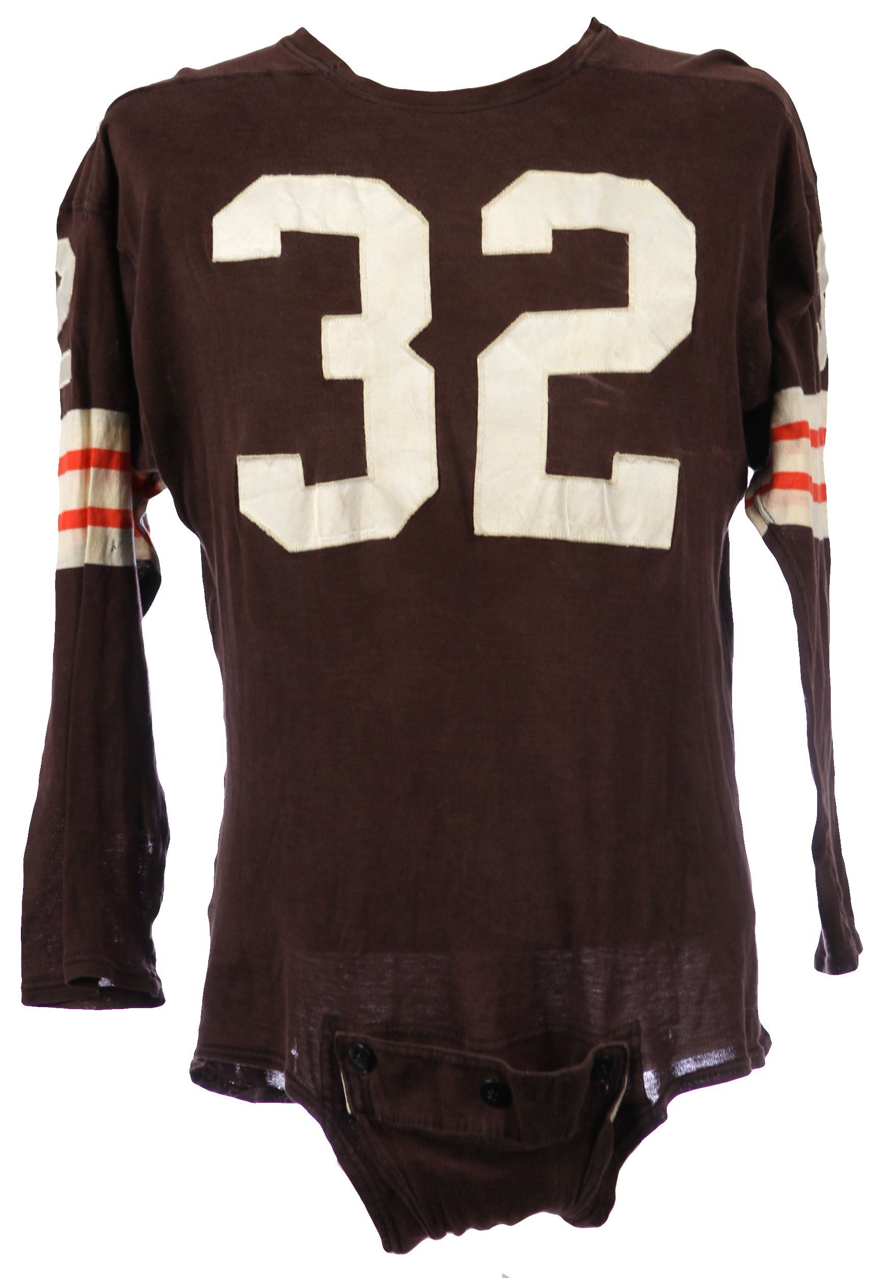 Lot Detail - 1962-63 circa Jim Brown Cleveland Browns Game Worn Jersey-  MEARS A10, LOA Consignor (UNWASHED, UNREPAIRED TEARS, Best Example of Wear  in the Hobby!)