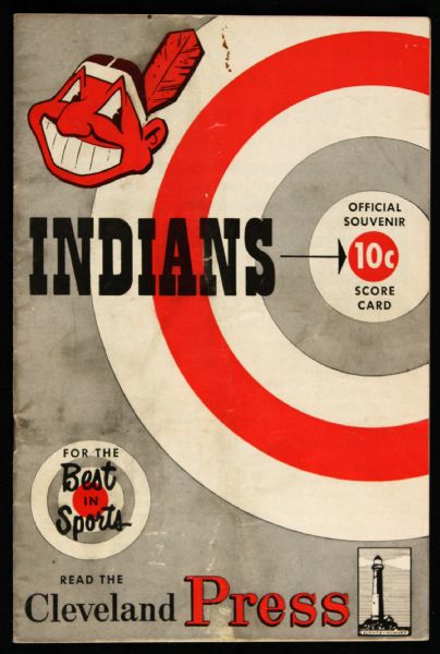 1952 Cleveland Indians New York Yankees Scorecard Program Mickey Mantles 33 Home Run (Scored)