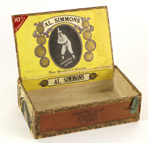 1930s Al Simmons Philadelphia Athletics Milwaukees Favorite HOF Cigar Box 3" x 5 1/2" x 9"