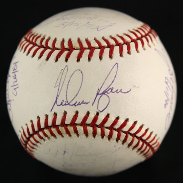 2000-14 Signed Nolan Ryan Official Major League Selig Baseball w/ 7 Catchers Who Caught His 7 No-Hitters