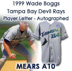 Lot Detail - 1999 Wade Boggs Tampa Bay Devil Rays Signed Game Worn Home  Jersey (MEARS LOA/JSA)