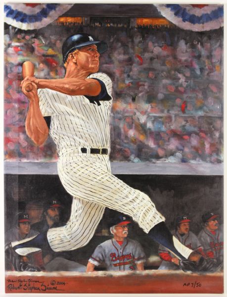 2004 Mickey Mantle New York Yankees 24" x 32" Robert Stephen Simon Artist Proof 7/50