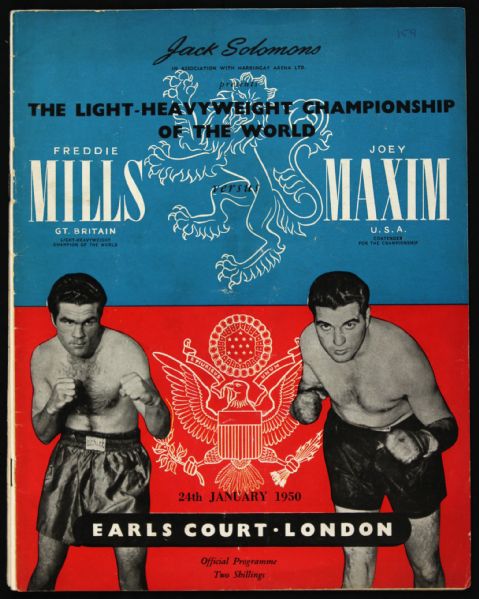 1950 Freddie Mills vs. Joey Maxim Earls Court Light Heavyweight Title Fight Program