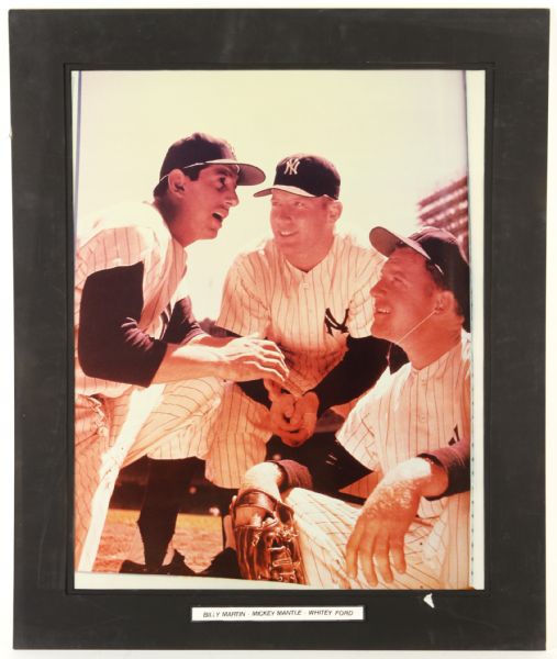 1950s Mickey Mantle Whitey Ford Billy Martin New York Yankees 20" x 24" Matted Photo 