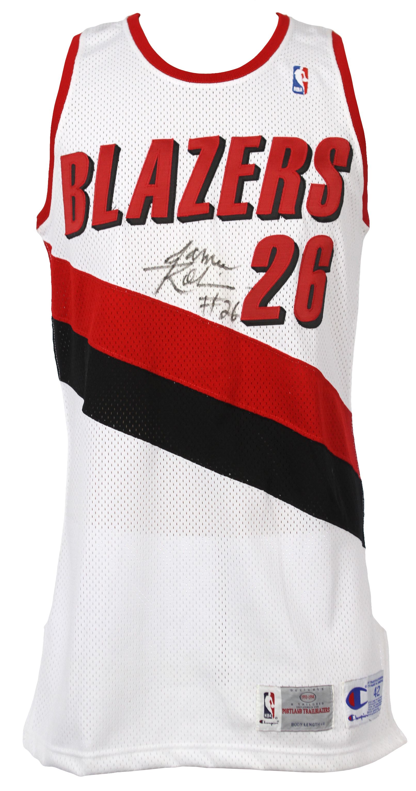 Lot Detail - 1993-94 James Robinson Portland Trail Blazers Signed Game Worn  Home Jersey (MEARS LOA/JSA)