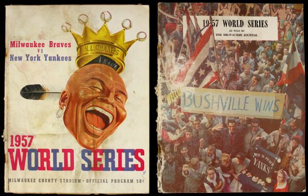 1957 Milwaukee Braves World Series Program and Milwaukee Journal Braves Champion Magazine Milwaukee Sentinel Newspaper