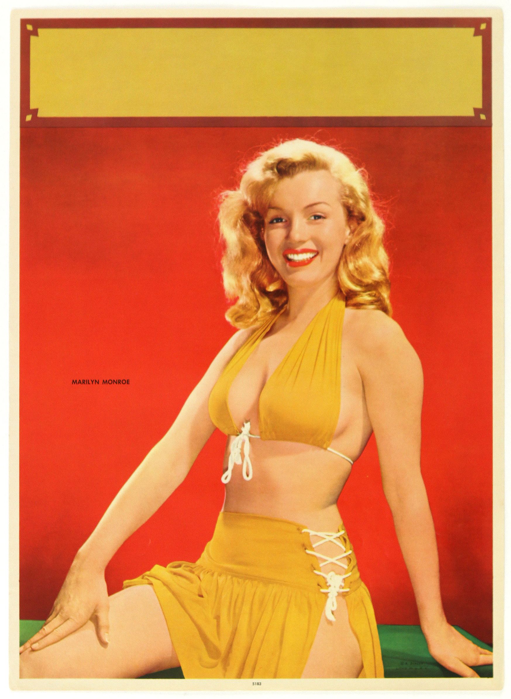 Lot Detail 1950 S Marilyn Monroe Yellow Bikini 12 X 16 Pin Up Poster