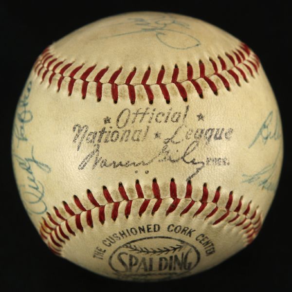 1954 Milwaukee Braves Team Signed ONL Giles Baseball w/ 14 Signatures Including Hank Aaron, Eddie Mathews & More (JSA)