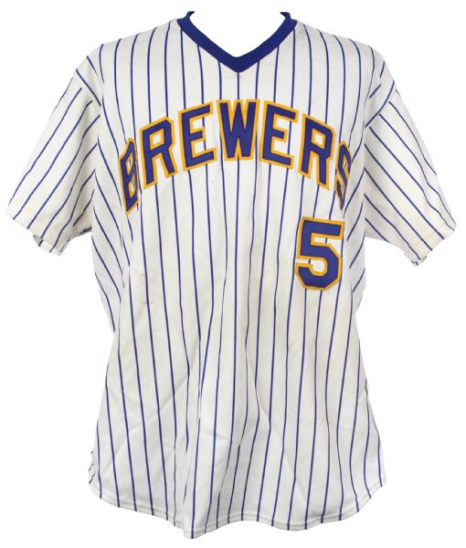1989 George Scott Milwaukee Brewers Old Timers Game Worn Home Uniform (MEARS LOA)