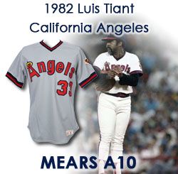 1982 Luis Tiant California Angels Game Worn Road Uniform (MEARS A10)