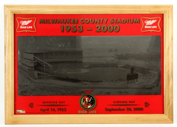 2000 Milwaukee County Stadium Miller High Life 21" x 29" Commemorative Mirror