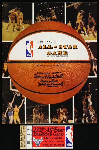 1973 NBA All-Star Game Program and Ticket  Stub