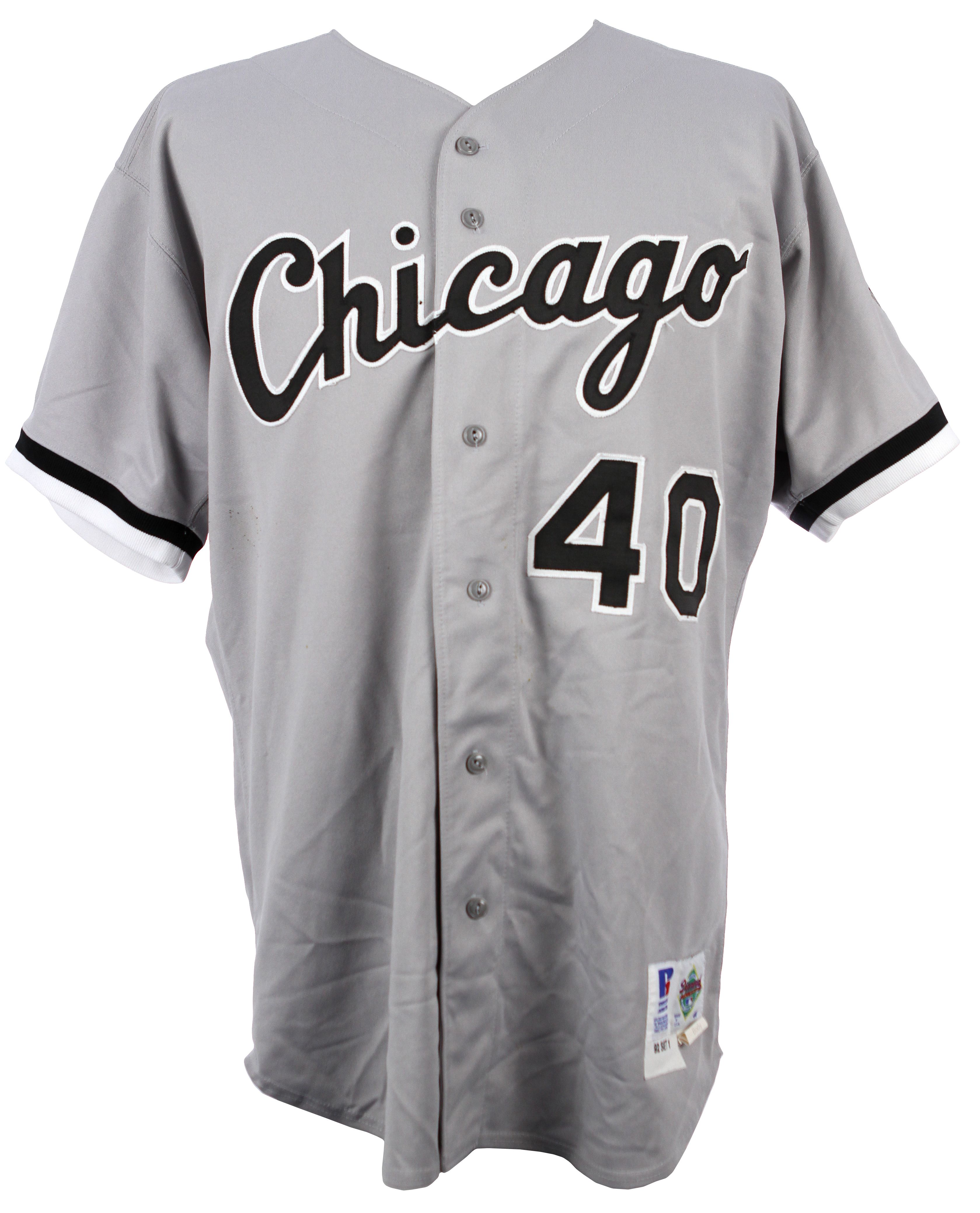 CHICAGO WHITE SOX White Pinstripe #40 WILSON ALVAREZ GAME WORN MLB JERSEY