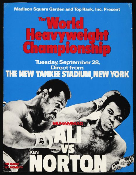 1976 Muhammad Ali Ken Norton 9" x 11" Heavyweight Championship Fight Poster 