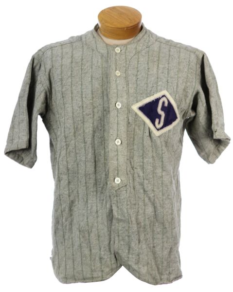 1926-38 circa Game Worn Flannel Baseball Jersey & Stirrup Collection - Lot of 3