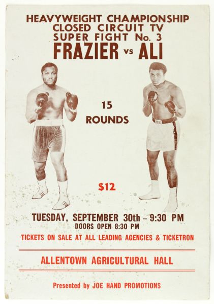 1974 Muhammad Ali Joe Frazier Super Fight No. 3 14" x 20" Closed Circuit Poster