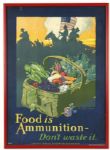 1917 WW1 Food Is Ammunition - Dont Waste It 22" x 30" Poster (Framed)