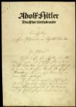 1936 Adolph Hitler Facsimile Signed Deutlcher Reichskanzler Document