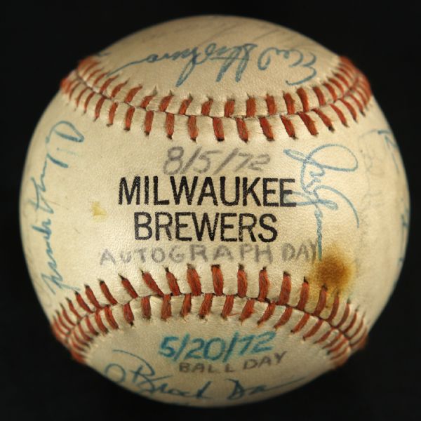 1972 Milwaukee Brewers Team Signed Baseball w/ 22 Signatures (JSA)