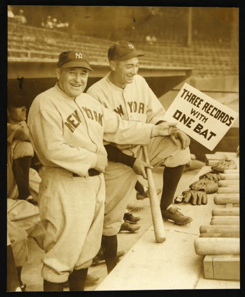 1938 Joe McCarthy Tony Lazzeri New York Yankees 8x10 Sepia Tone Original Wire Photo (Stamped reverse, Published May 26, 1938, the Inquirer)