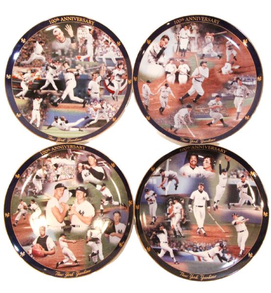 1903-2003 100th Anniversary New York Yankees Porcelain Plate Collection - Danbury Mint (Set of 4)