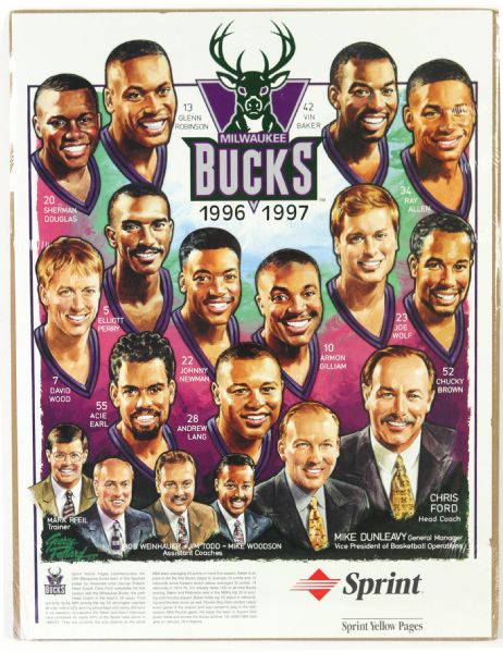 1996-97 Milwaukee Bucks Print Yellow Pages George Pollard Team Promotional 18”x24” Poster