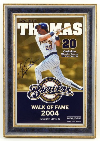 2004 Gorman Thomas Milwaukee Brewers Signed 14" x 20" Framed Walk of Fame Poster (JSA)