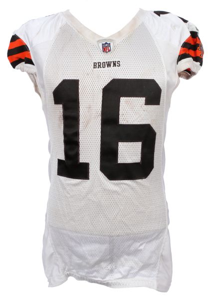 2011 Josh Cribbs Cleveland Browns Game Worn Road Jersey (MEARS LOA & PSA/DNA)