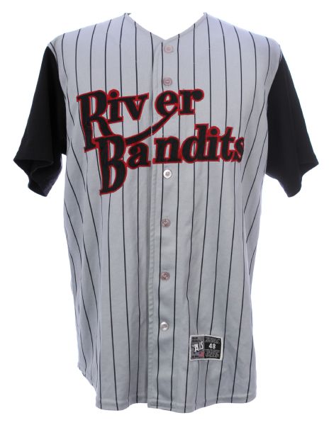 2001 Justin Morneau Quad Cities River Bandits Signed Game Worn Road Jersey (MEARS LOA/JSA)