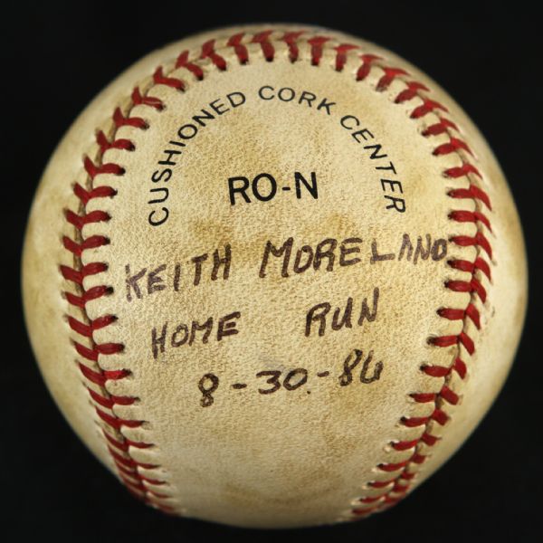 1986 (August 30th) Keith Moreland Home Run Game Used ONL (Feeney) Baseball