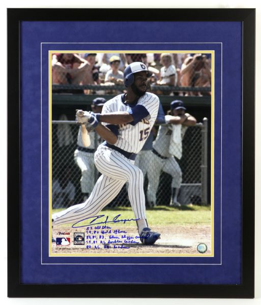 2008 Cecil Cooper Milwaukee Brewers Signed & Inscribed 24" x 29" Framed Photo (JSA)