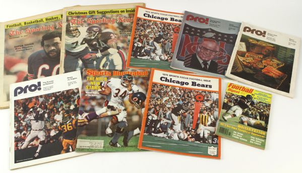 1975 Chicago Bears Publication Collection - Lot of 9 w/ Sporting News, Gameday Programs & Magazines 