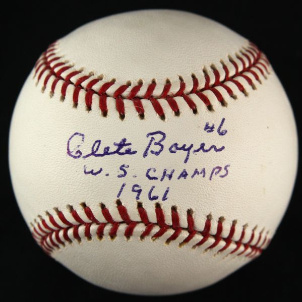 2000-07 Clete Boyer New York Yankees Signed & Inscribed ("W.S. Champs 1961") OML Selig Baseball (JSA)