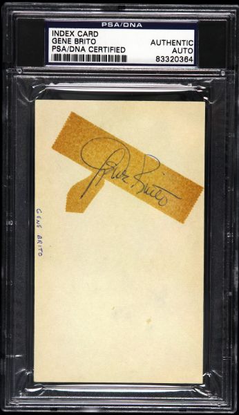 1925-65 Gene Brito Washington Redskins Signed Index Card (PSA/DNA)